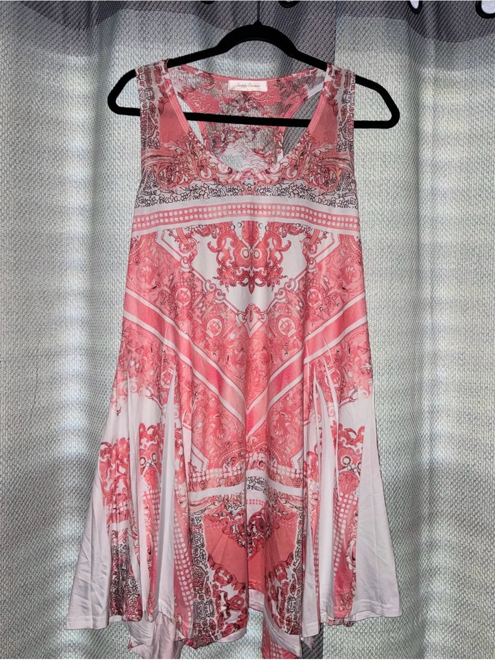 Simply Couture Pink & White Paisley Racerback Tank Dress